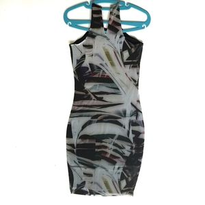 Bar lll•Women Gray Abstract Print Midi Shift Dress